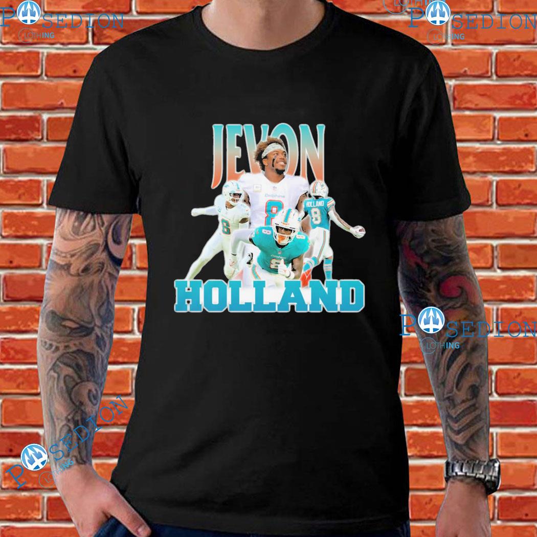 Jevon Holland Miami Dolphins Men's Name & Number Logo T-Shirt - Ash