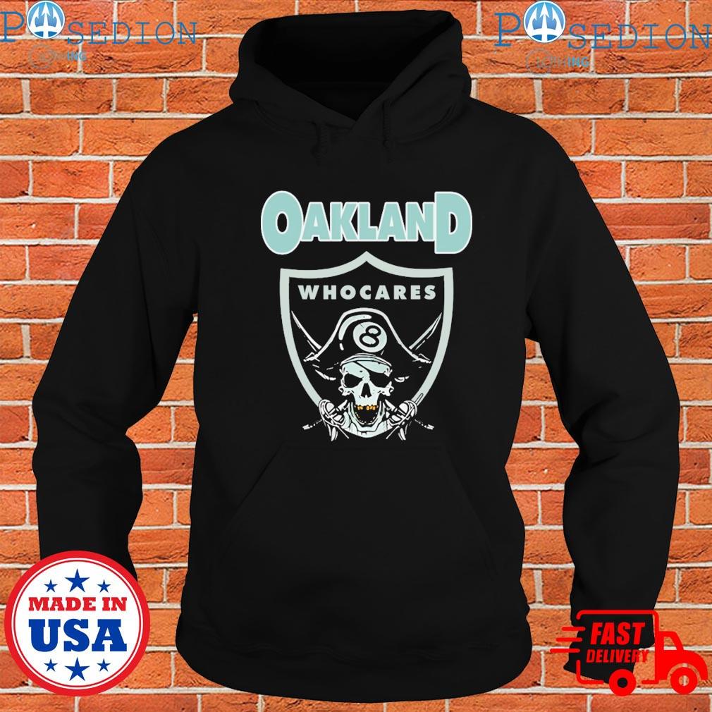 Oakland Who Cares 8 Raiders Skull Tee Shirt - HollyTees