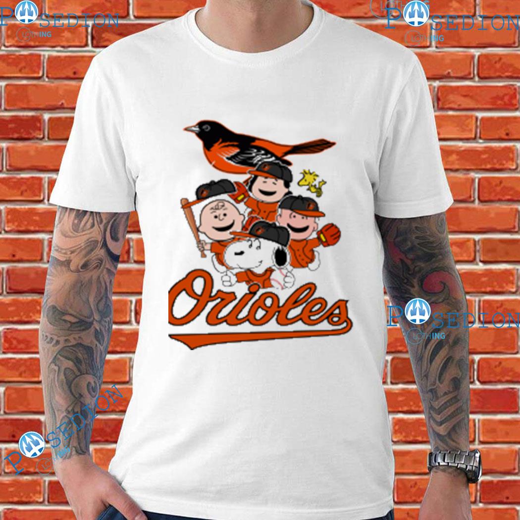 MLB Baltimore Orioles Snoopy Charlie Brown Woodstock The Peanuts Movie  Baseball T Shirt - Rookbrand