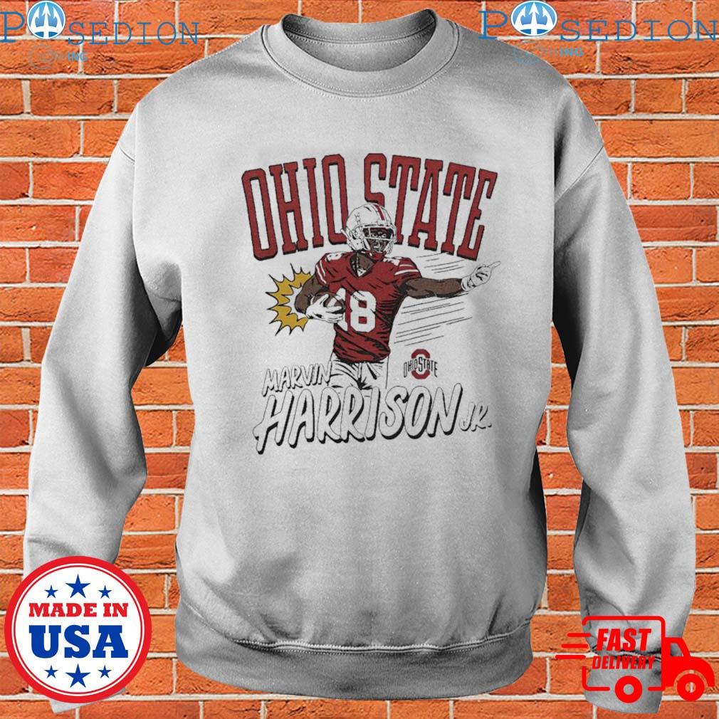 Marvin Harrison Jr 18 Ohio State Buckeyes player football poster shirt,  hoodie, sweater, long sleeve and tank top