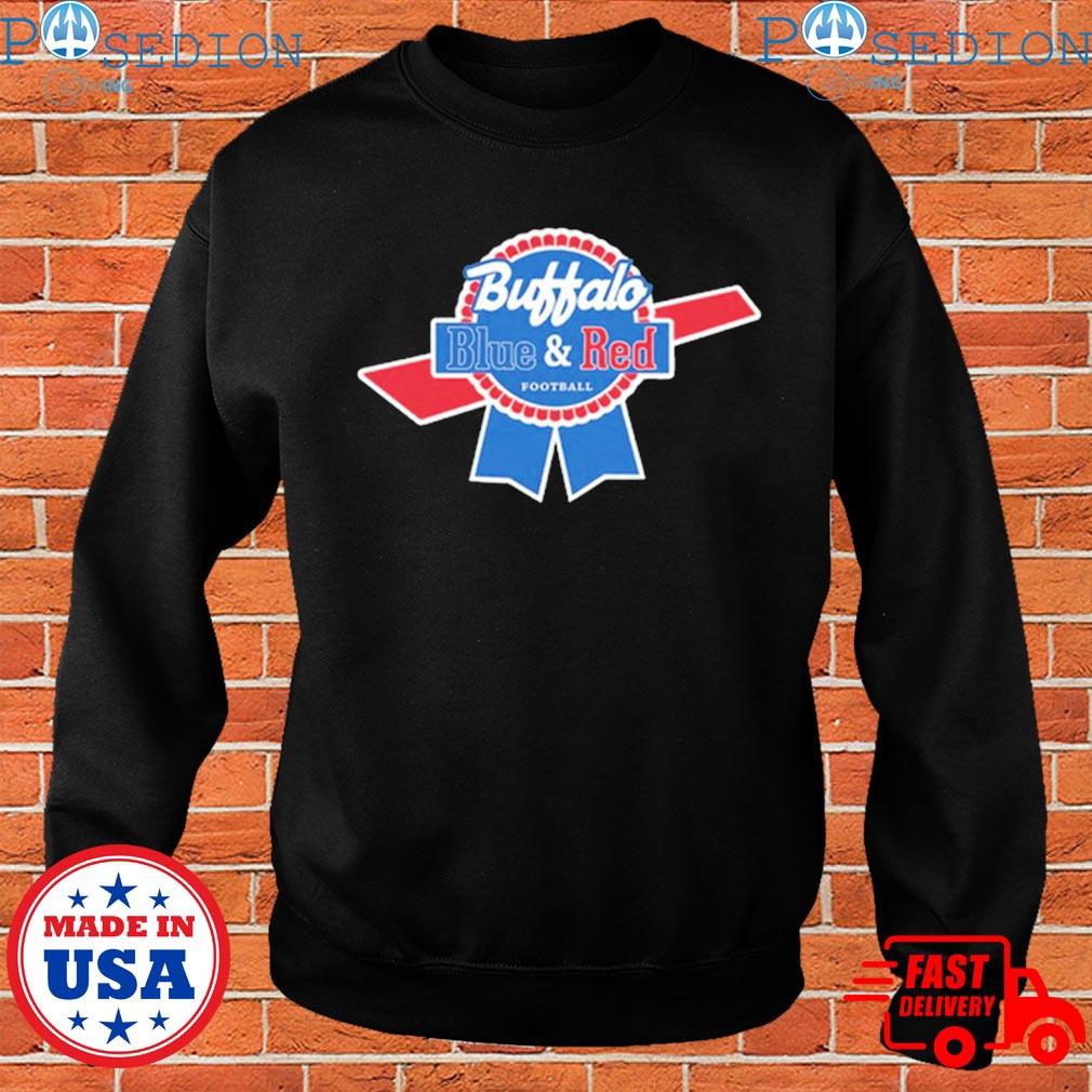 Buffalo Football red and blue splatter dyed sleeves unisex crewneck Tie  dyed colorblock sweatshirt