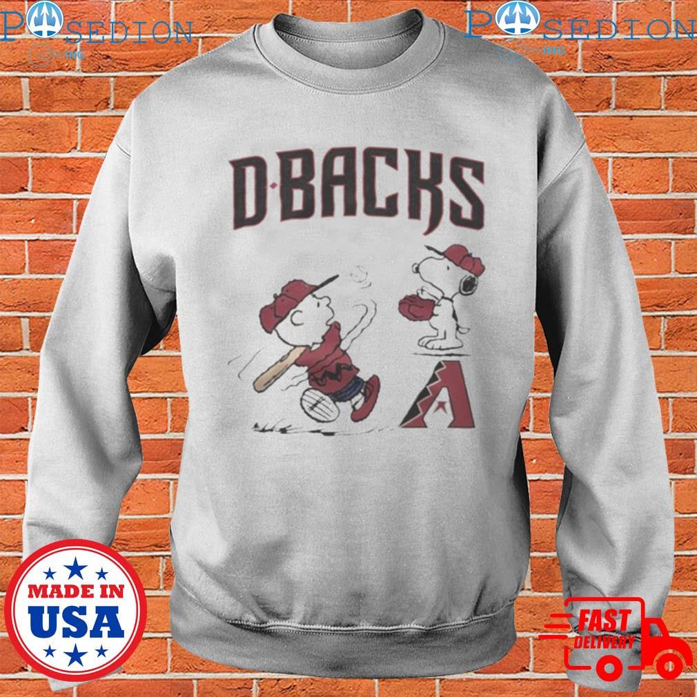 Charlie Brown And Snoopy Playing Baseball Arizona Diamondbacks Mlb 2023  T-shirt,Sweater, Hoodie, And Long Sleeved, Ladies, Tank Top