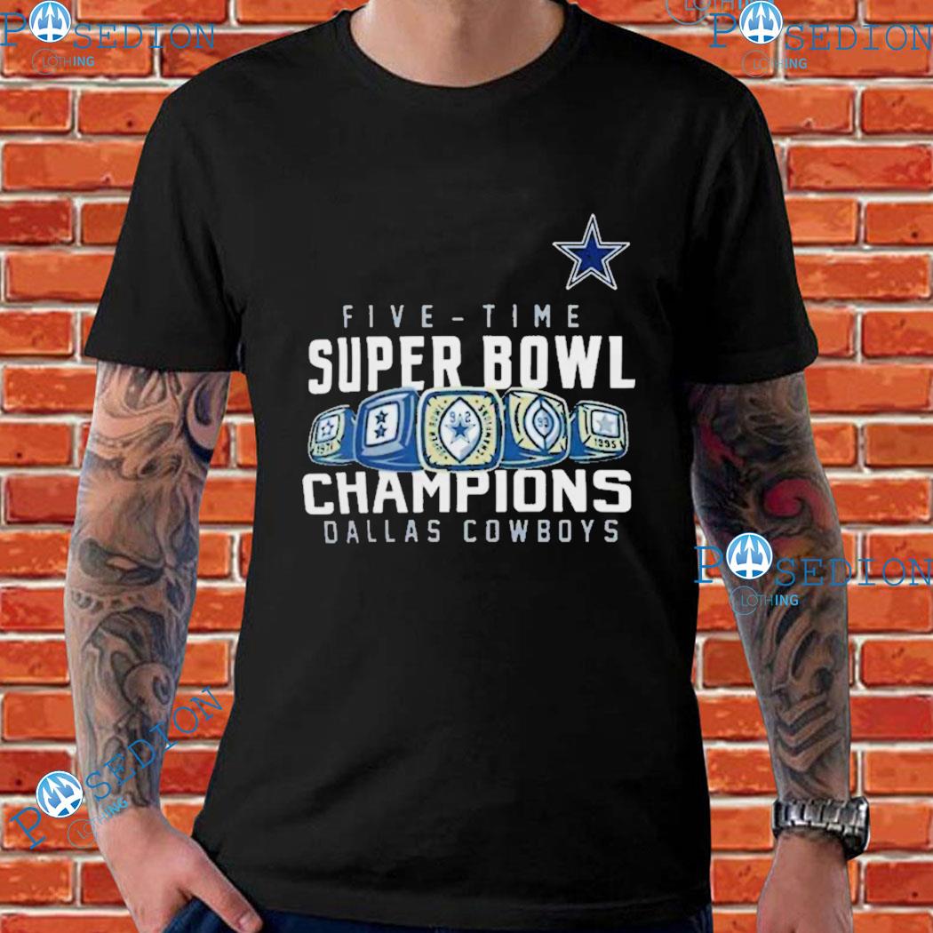 DALLAS COWBOYS NFL FANATICS FIVE-TIME SUPER BOWL CHAMPIONS RING T-SHIRT