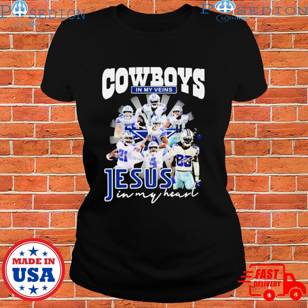 Dallas Cowboys Shirt, Cowboys In My Veins Jeus In My Heart Signatures T- Shirt - Bring Your Ideas, Thoughts And Imaginations Into Reality Today