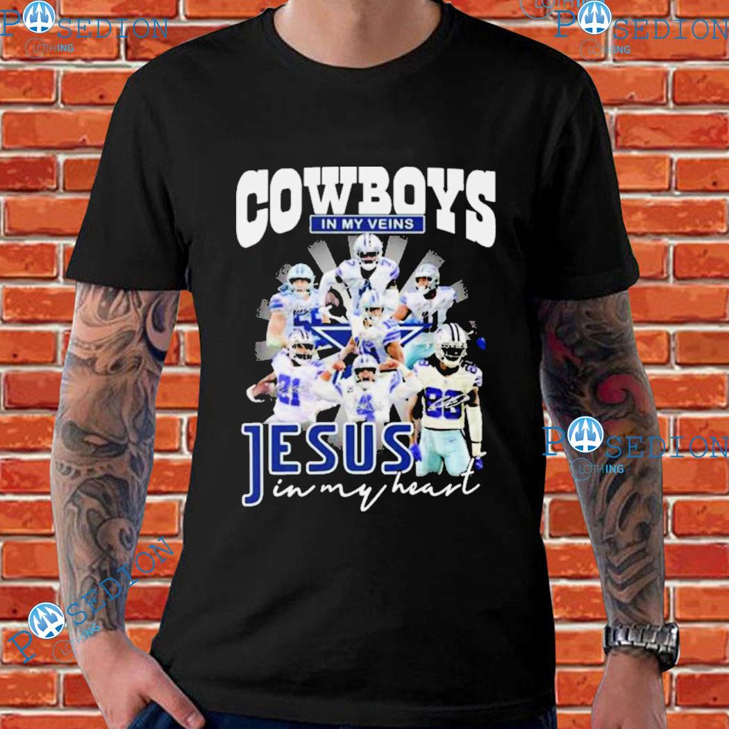 Dallas Cowboys Shirt, Cowboys In My Veins Jeus In My Heart Signatures T- Shirt - Bring Your Ideas, Thoughts And Imaginations Into Reality Today