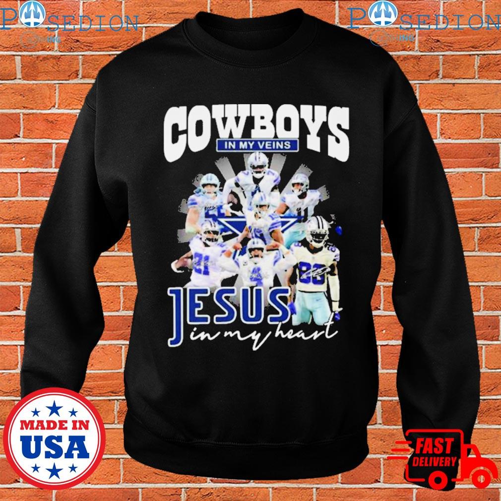 Dallas Cowboys Shirt, Cowboys In My Veins Jeus In My Heart Signatures T- Shirt - Bring Your Ideas, Thoughts And Imaginations Into Reality Today