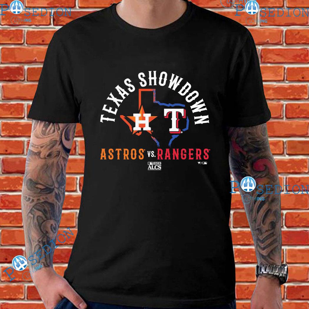Men's Houston Astros vs. Texas Rangers Fanatics Branded Black 2023 ALCS  Matchup Texas Showdown T-Shirt